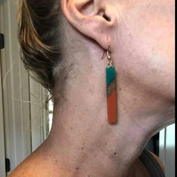 🎈4 LISTINGS FOR $20 Color block geometric drop earrings | boho style earrings - Picture 5 of 7